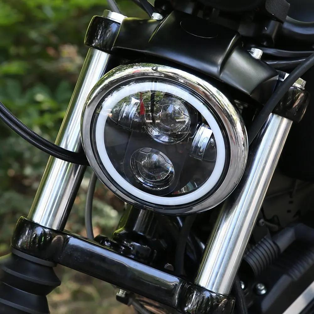 Phare universel pour moto Harley Indian Scout et Honda, lampe de sauna, phare, voiture, LED, H4, 5 p