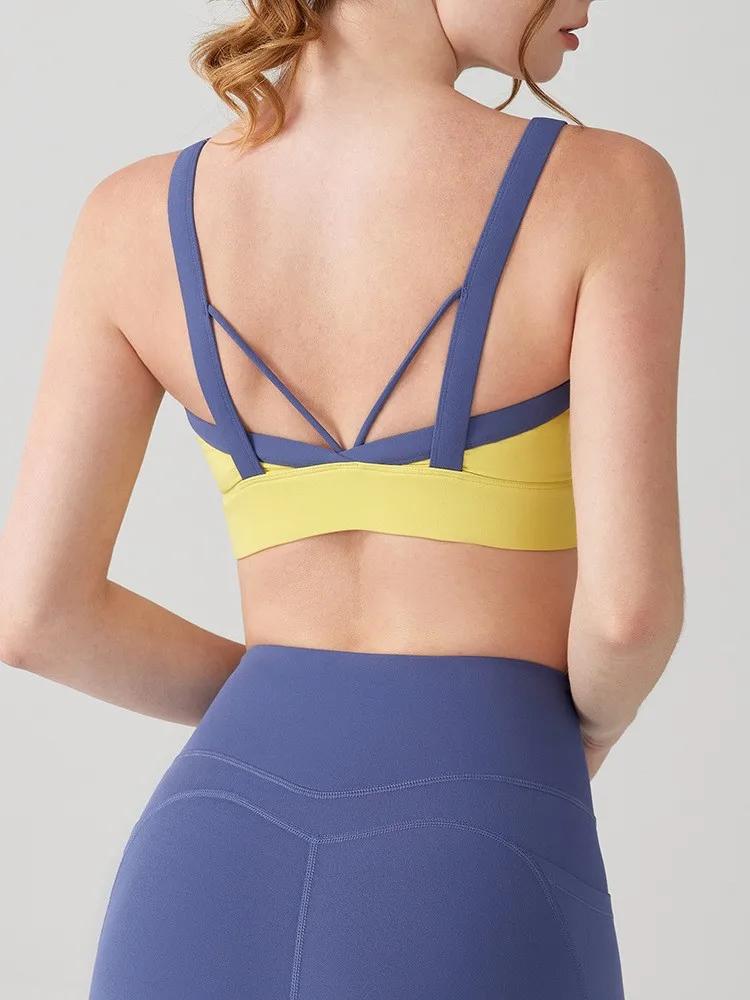 Soutien-gorge de sport à dos ouvert pour femme, sous-vêtements de course, yoga, fitness, gym, haut c