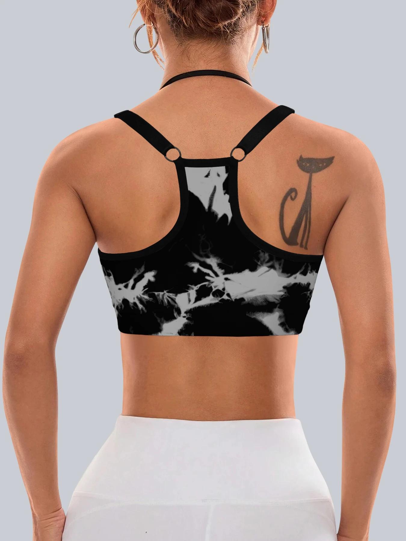 Soutien-gorge sans couture Tie-Dye avec bretelles réglables, bonnet une pièce, confortable et doux,