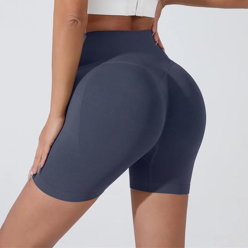 Short de yoga respirant taille haute femme - Collants courts pour course, cyclisme et entraînement sportif