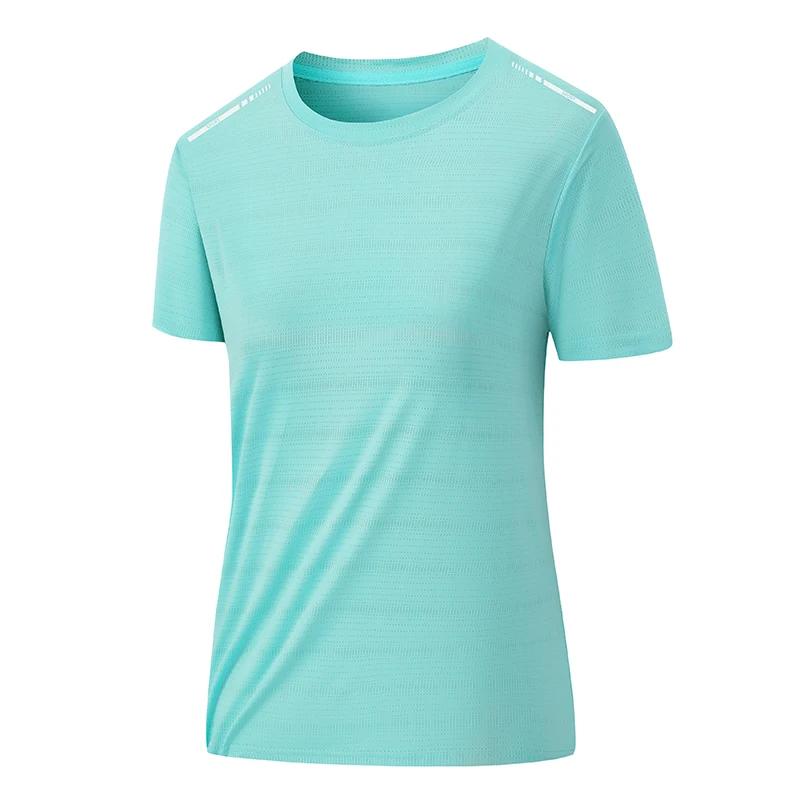 CHRLCK T-shirt respirant à manches courtes en maille pour femme, taille US/EU, couleur unie, pour le