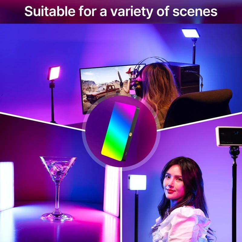 Ulanzi LT002 7 pouces poche LED lumière vidéo RGB panneau lumineux CRI 95 + 2500-9000K avec nid d'ab