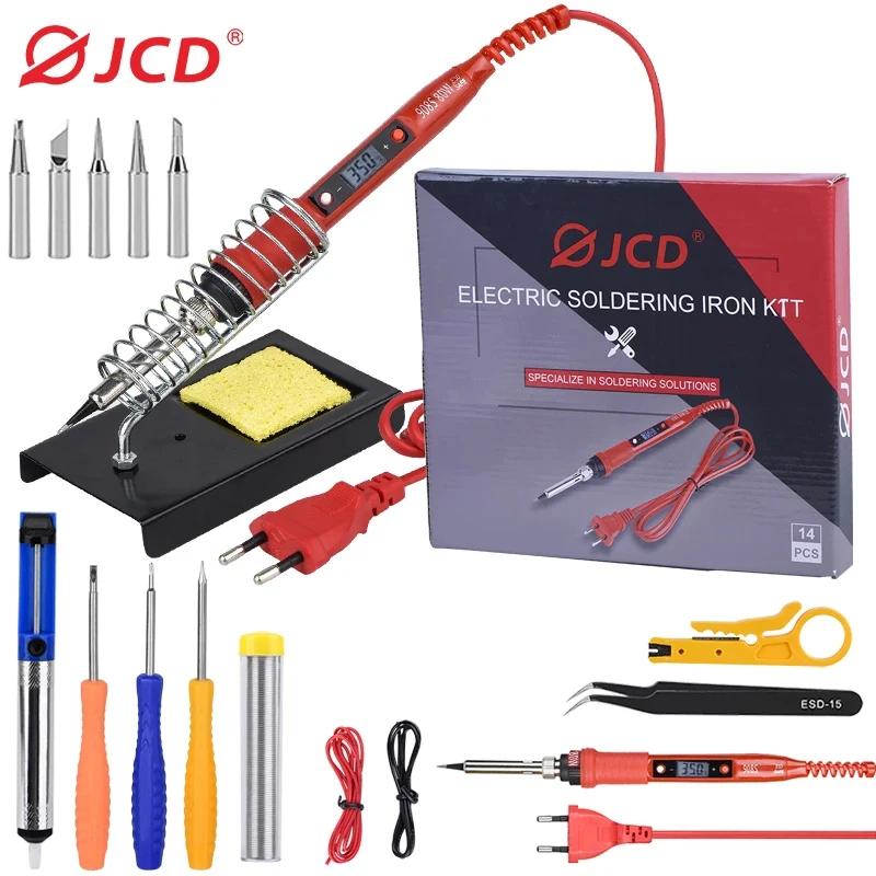 JCD-Kit de fer à souder à température réglable, 220V, 80W, LCD, outils de soudage, chauffage en céra