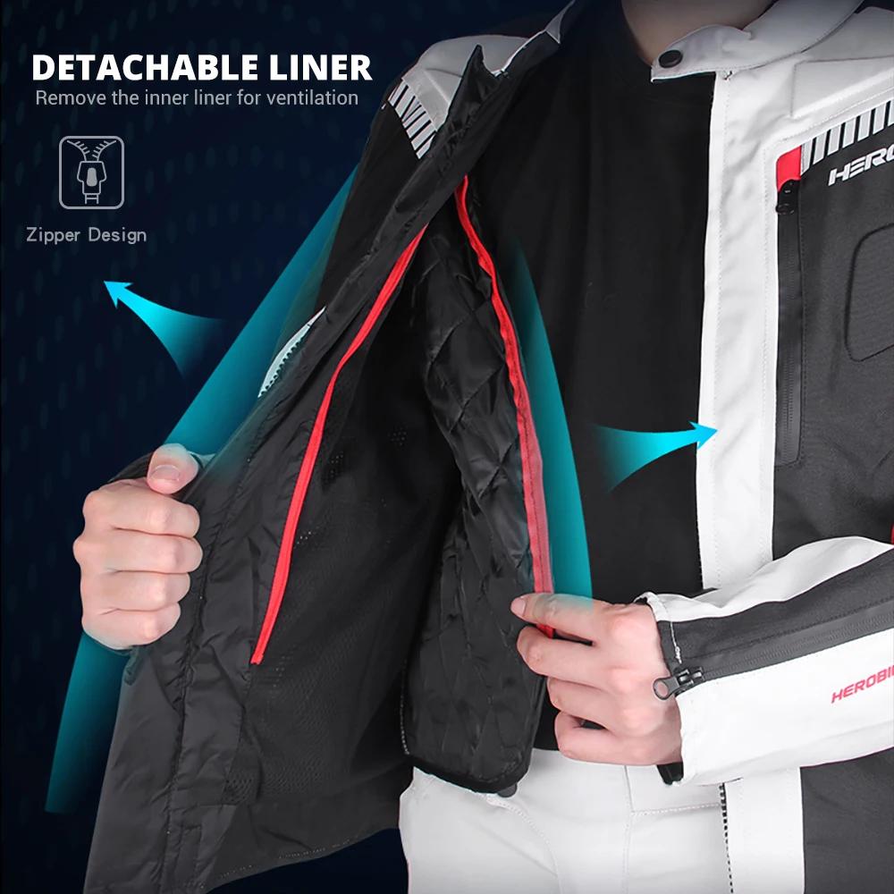 HEROBIKER-Veste de moto imperméable pour homme, veste de course, pantalon de moto portable, veste de