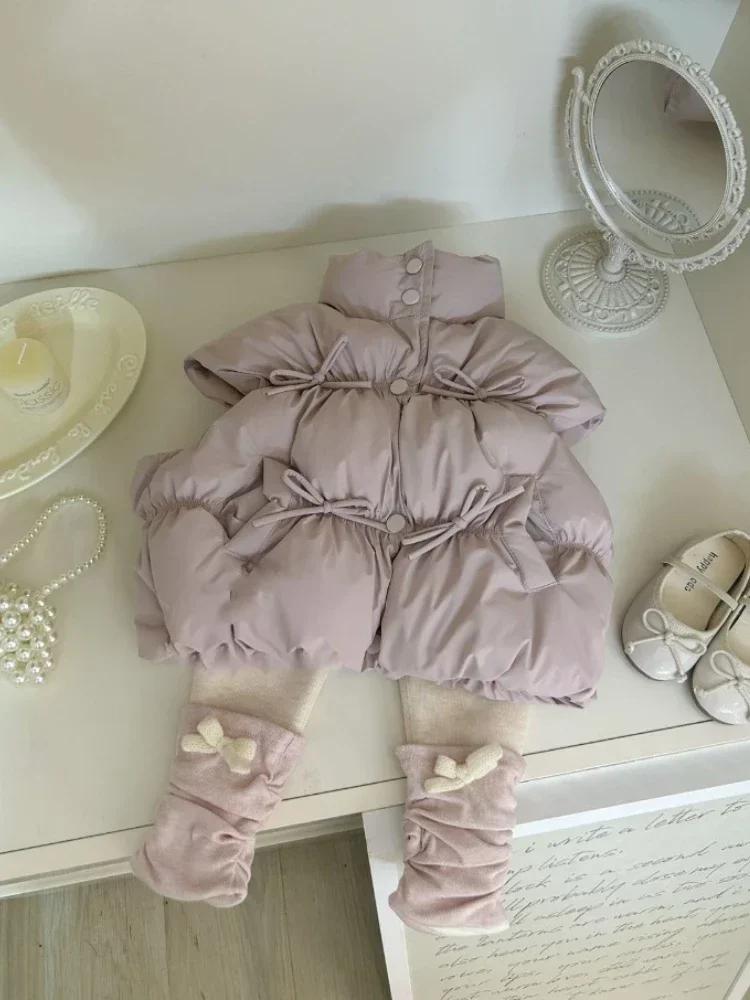 HoneyCherry filles couleur unie gilet automne et hiver nouveau à la mode enfants coton gilet hiver f