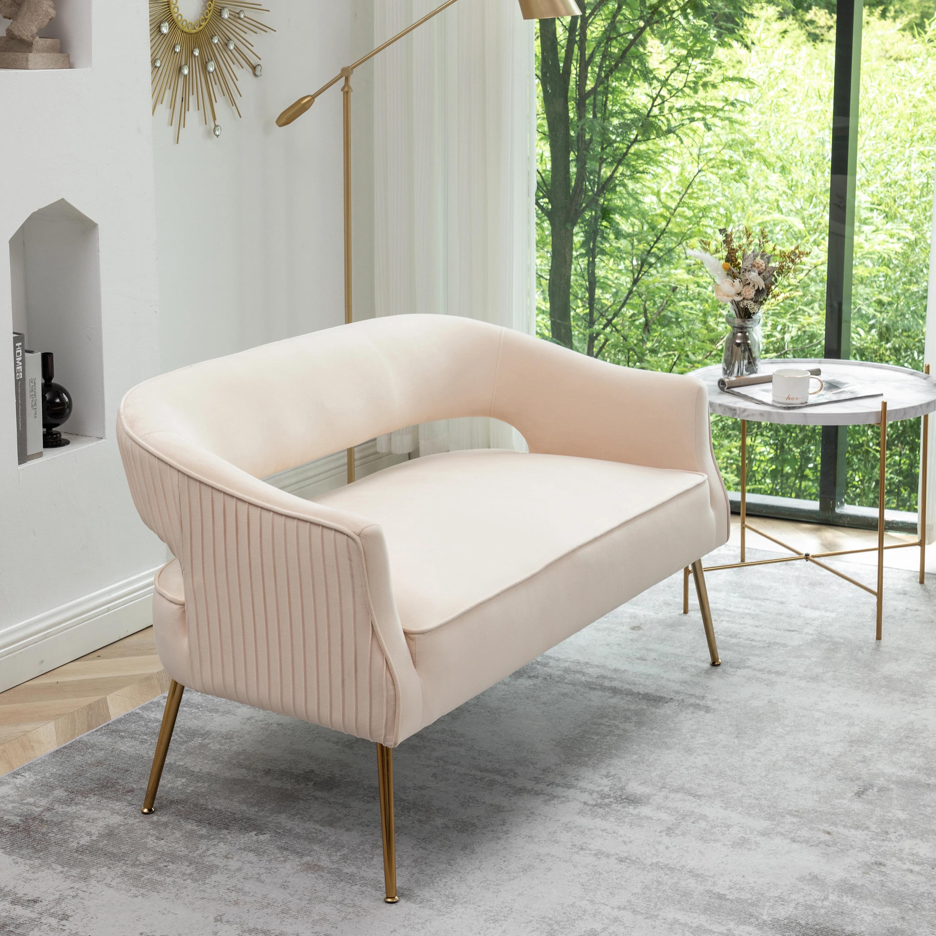 Causeuse touffetée en velours avec pieds en métal, canapés pour salon, canapé confortable, luxe abor