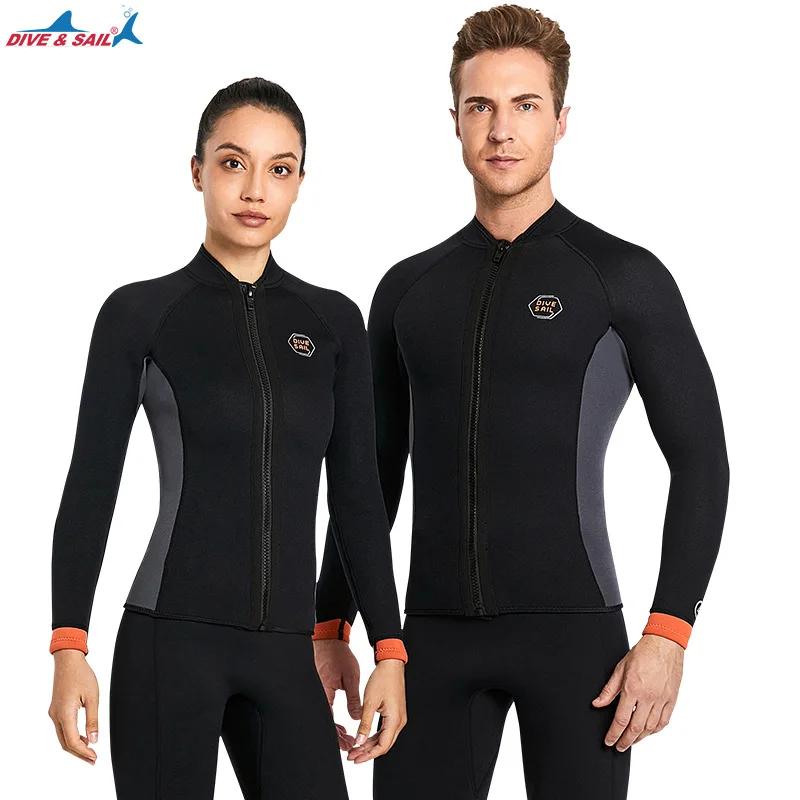 Combinaison en néoprène à manches longues pour hommes et femmes, combinaison fendue, veste chaude, p