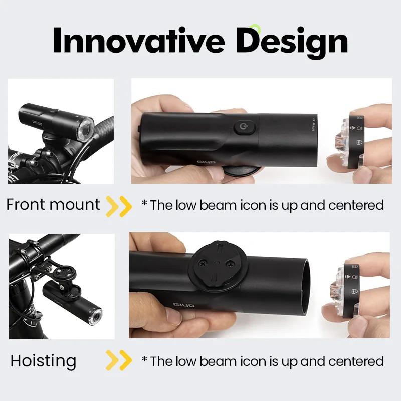 Giyo-Eclairage avant de vélo, lampe de sauna, lentille rotative, charge USB, étanche, antireflet, no