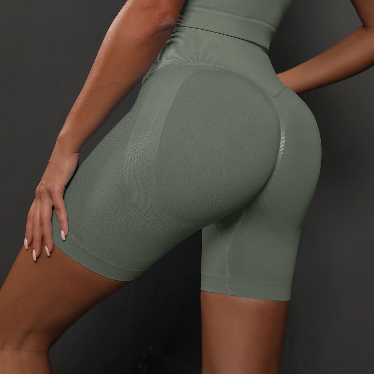 Shorts de Yoga Femmes Taille Haute Push-Up - Sans Couture Fitness Gymnastique Cyclisme