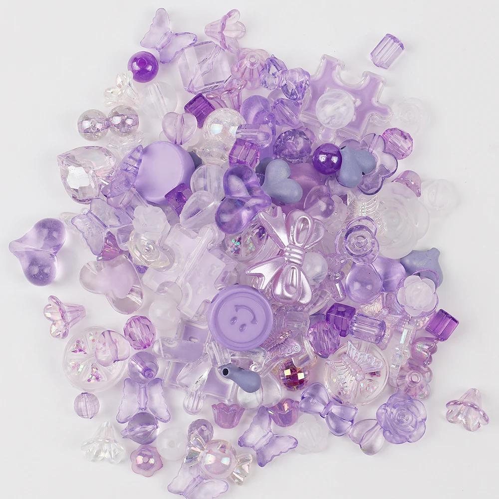 Perles acryliques de taille mixte aléatoire, 50g, perles de fleurs en forme de cœur souriant pour br