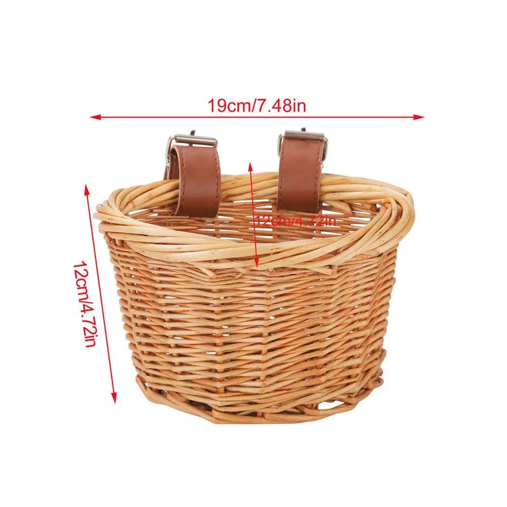 Panier de vélo pour enfants, paniers en osier en forme de D, panier de rangement avant pour scooter