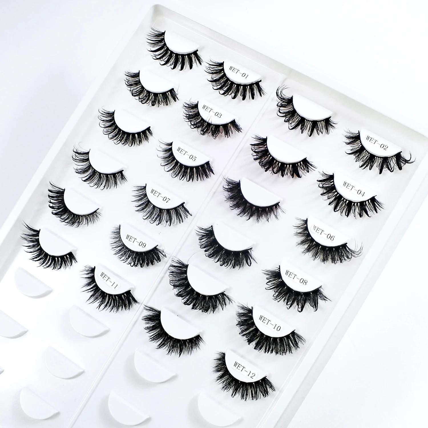 Faux-cils à pointes pour maquillage, boucles D, bande russe, faux cils, cosplay naturel, bande compl