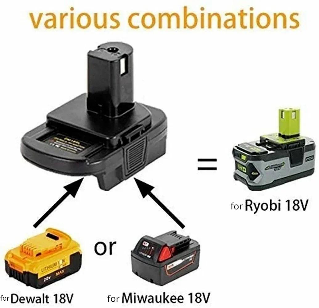 Adaptateur de batterie avec port USB pour Dewalt vers pour outils Ryobi pour batterie Milwaukee, con