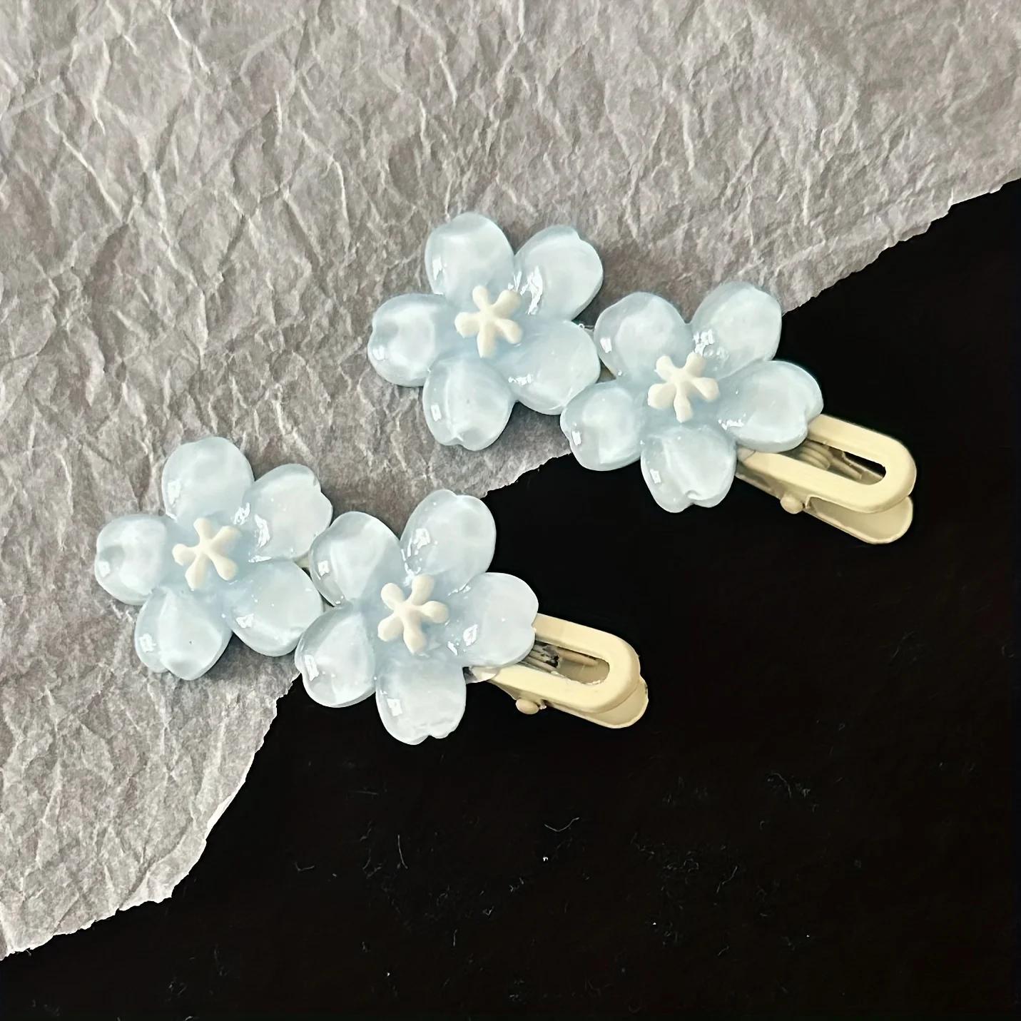 Pince à Cheveux Colorée à Cinq Pétales pour Femme, Accessoires à Motif Floral, Résines, 1 ou 2 Pièce