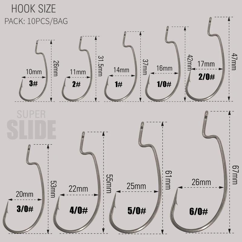 LUREBathroom LIC DeliSuper Slide Offset Hook, Worm Hook, Texas Rig, DstressShot, Acier inoxydable, W