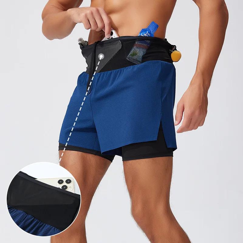 Short sport 2 en 1 homme marathon fitness multi-poches - Double pont basket course