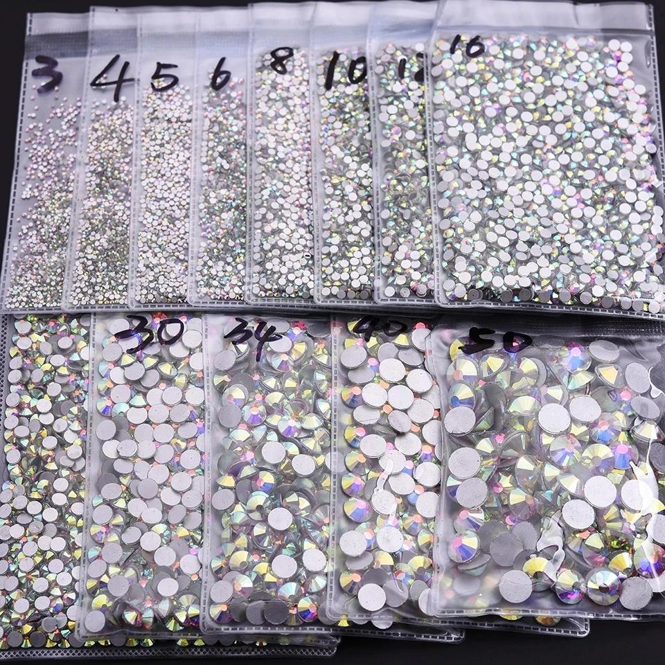 Strass Super pailletés AB Non correcteurs, SS3-SS50, Strass à dos plat, couture et tissu pour vêteme