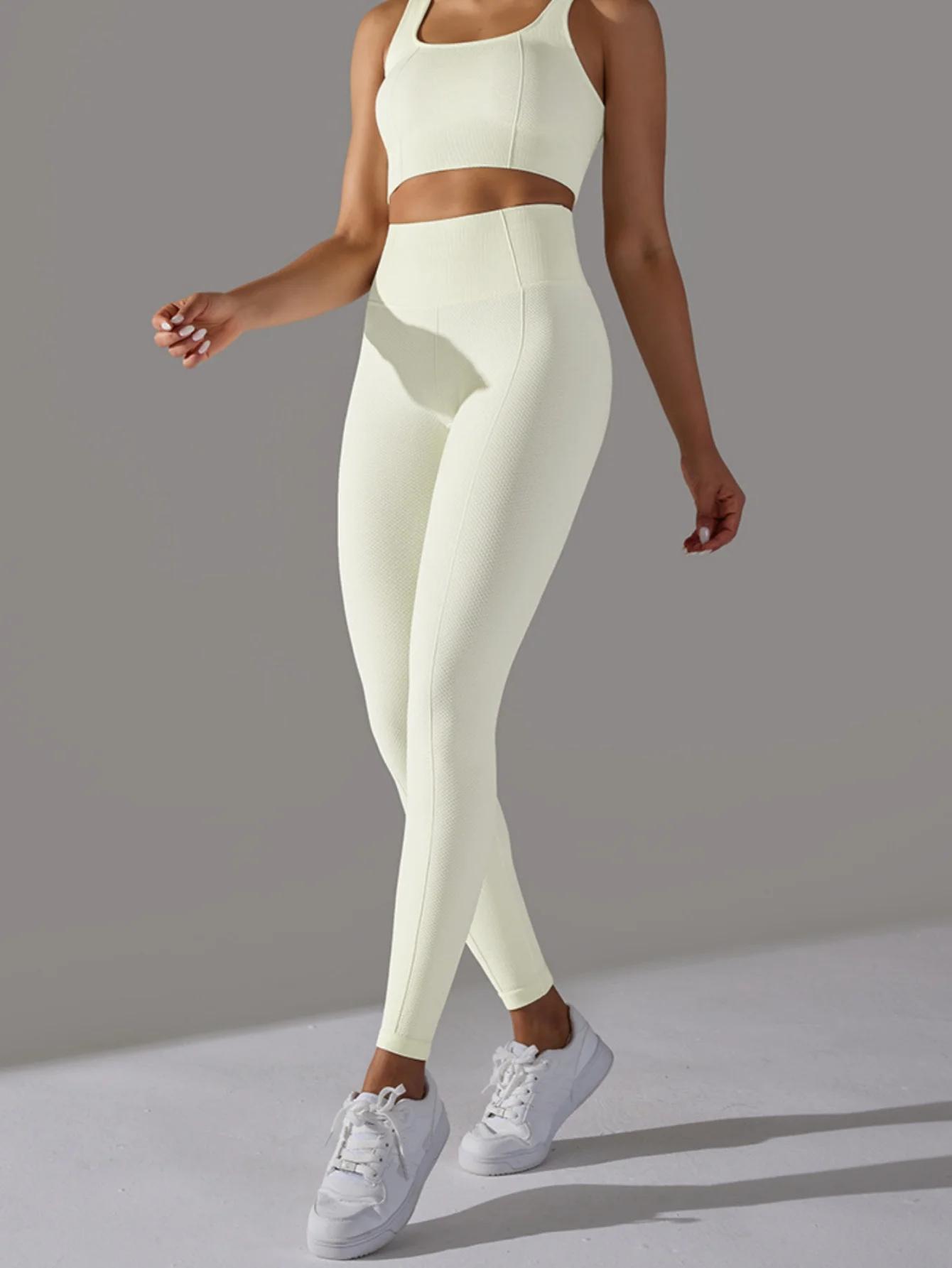 Pantalon de yoga de sport jacquard à pois de golf taille haute sans couture et levage des hanches