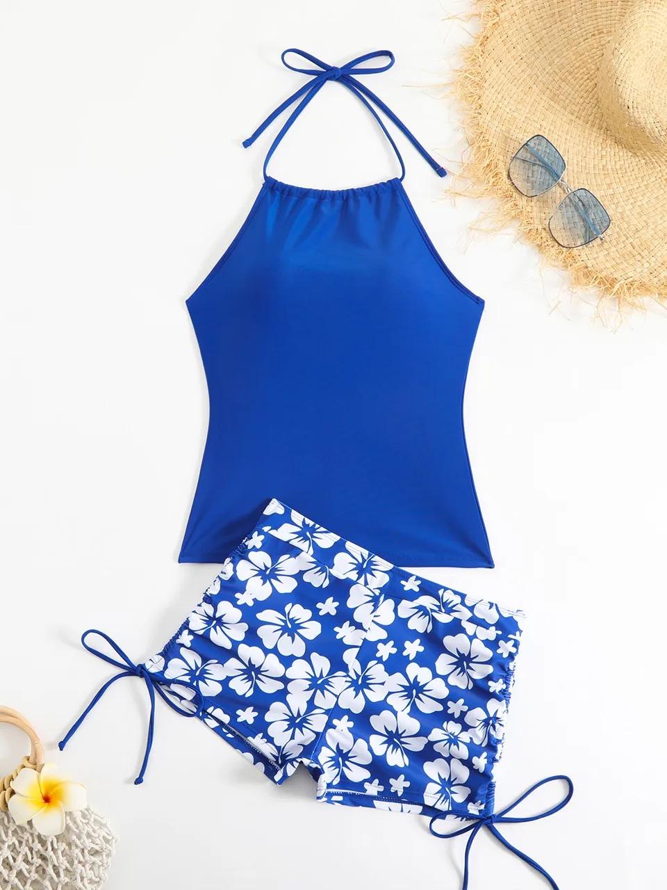 Licou cou Tankini 2026 femmes imprimé maillot de bain été maillots de bain cordon côté maillots de b