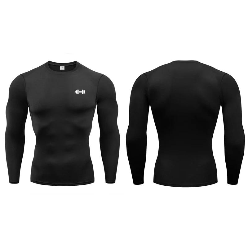 T-shirts de Compression hommes printemps à manches longues vêtements de Sport entraînement exercice