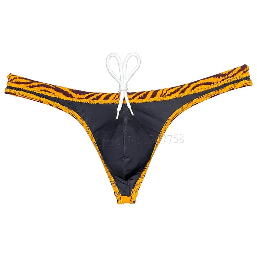 Maillot de bain à rayures tigre pour homme, slip de plage, culotte effrontée, maillot de surf