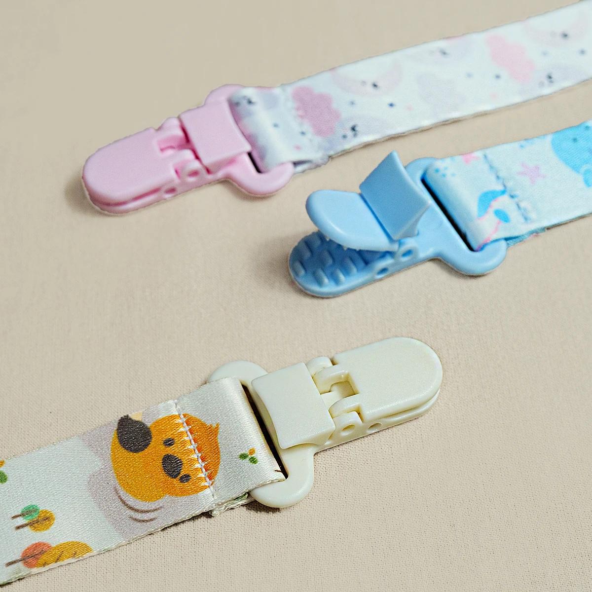 Sucette pour bébé imprimée de dessin animé 3 pièces pour empêcher la chute de chaîne ; Jouet en gomm