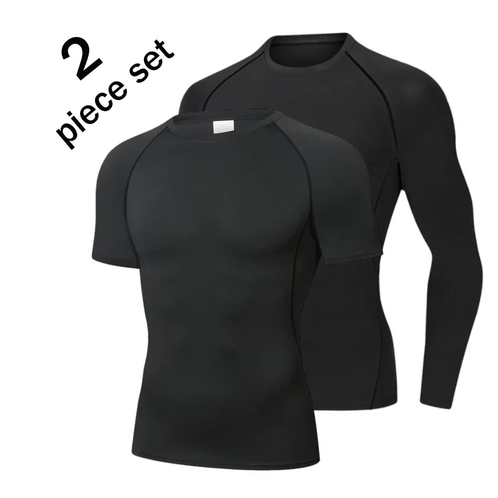 2 pièces hommes Compression Sport t-shirt à manches courtes entraînement haut de Fitness t-shirt hom