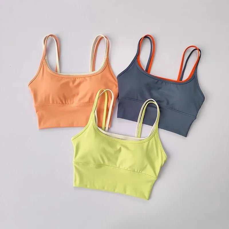 Soutien-gorge de sport de yoga pour femmes, bretelles avec design bloquant les couleurs, soutien-gor