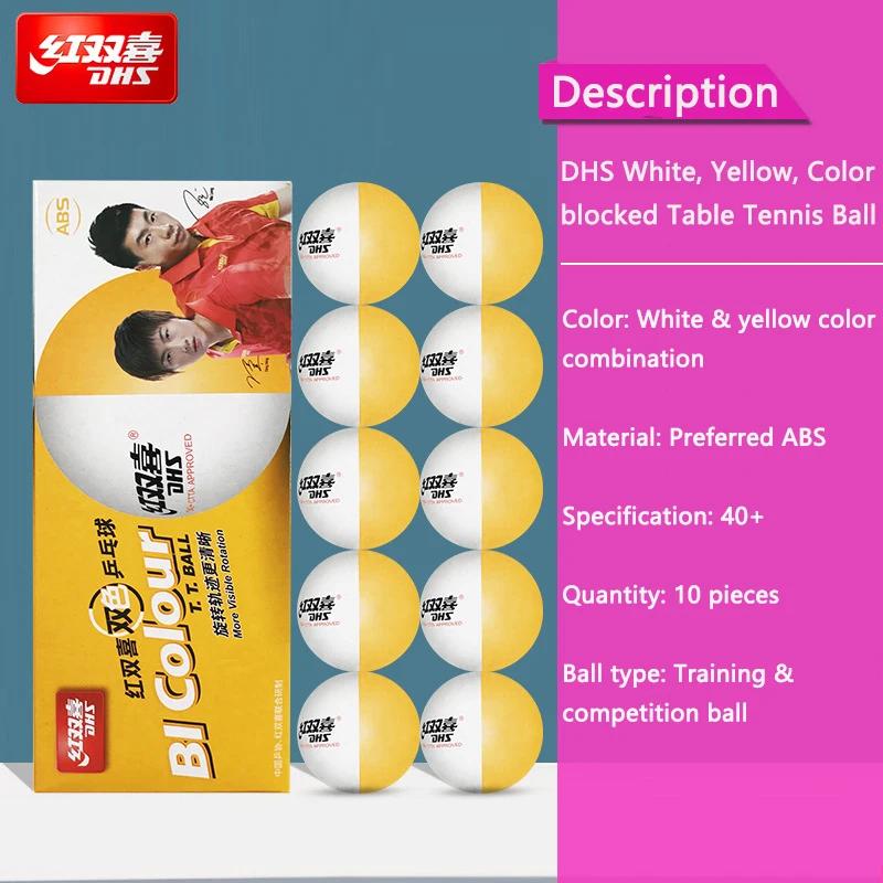 Balles de Tennis de Table cousues DHS D40 + ABS, nouveau matériau 10 pièces/boîte, balles de Ping-Po