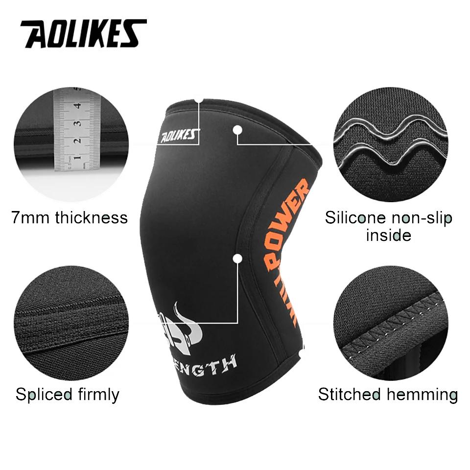 AOLIKES 1 paire Squat 7mm genouillères soutien gymnastique sport Compression néoprène genou protecte