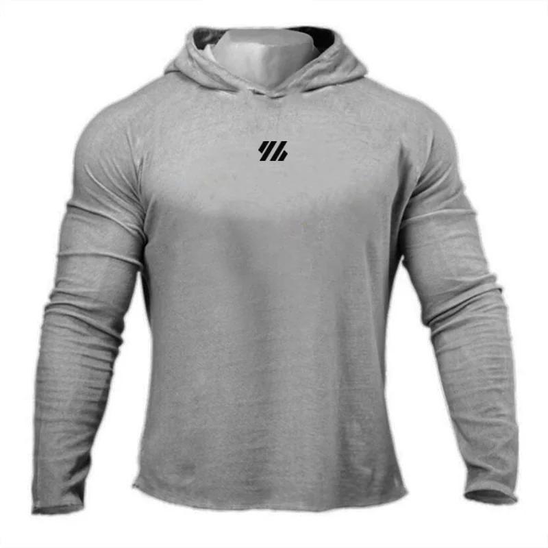 Automne coton respirant décontracté à capuche T-Shirts hommes coupe ajustée à manches longues chemis