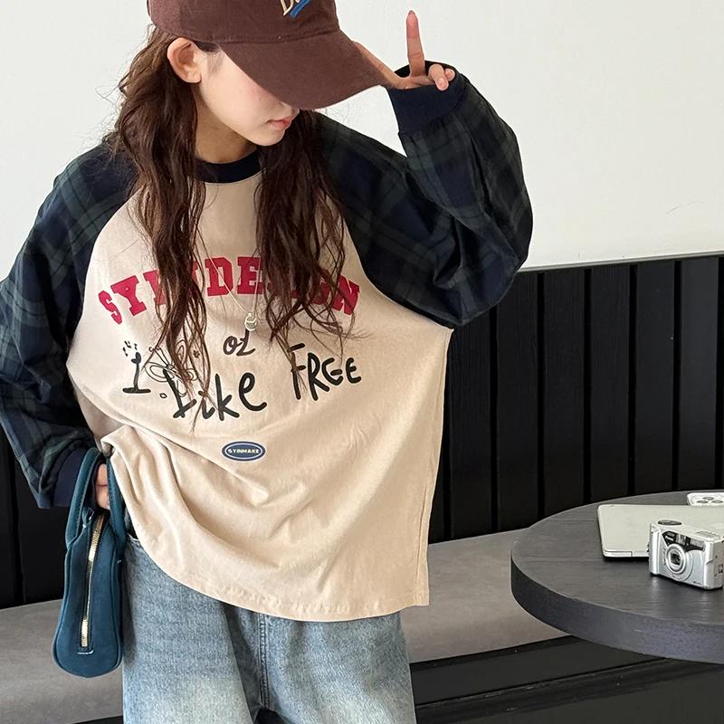T-Shirt à manches longues pour filles, haut à manches Raglan pour enfants, grande couche de Base en