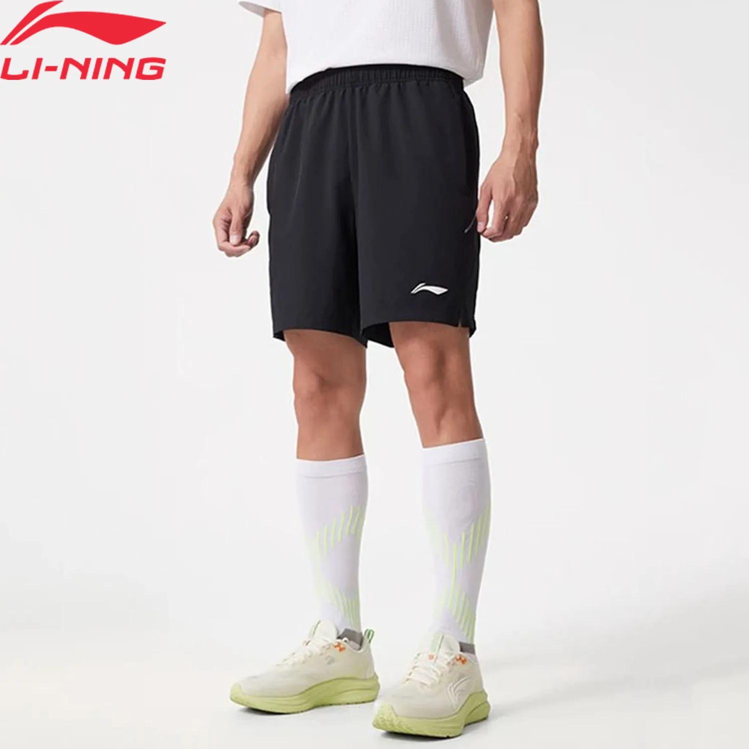 Li-Ning Short de course pour hommes AT DRY 88%Polyester 12%Spandex Coupe régulière Confortable Respi