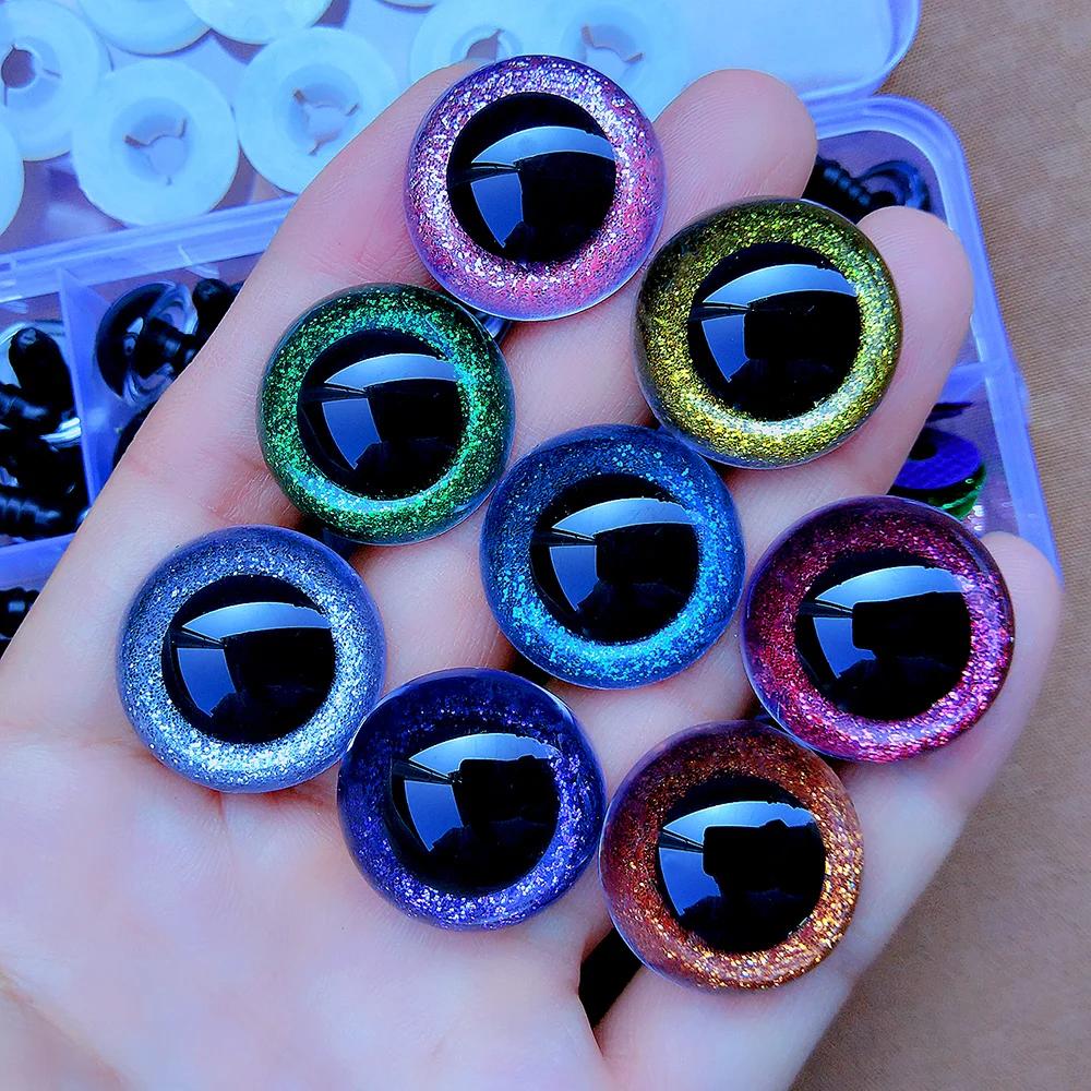 Yeux de sécurité en plastique à paillettes 3D, 30 pièces, pour jouets au Crochet, Amigurumi, artisan
