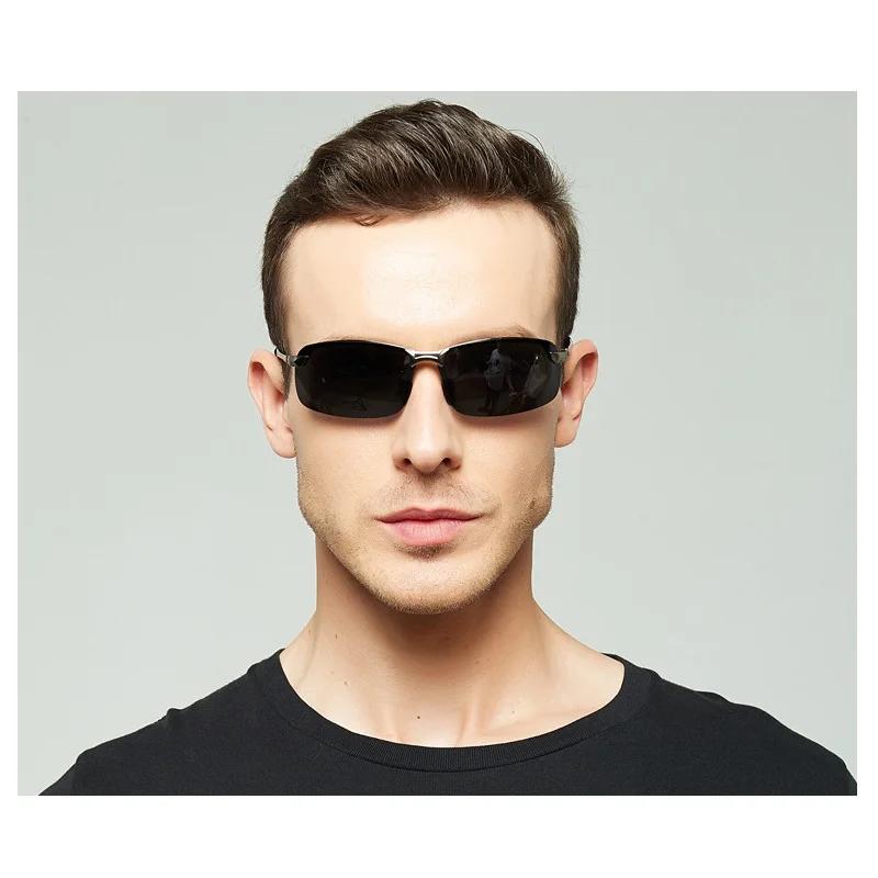 Lunettes de soleil polarisées classiques en métal pour hommes, mode, conduite, pêche, demi-monture,