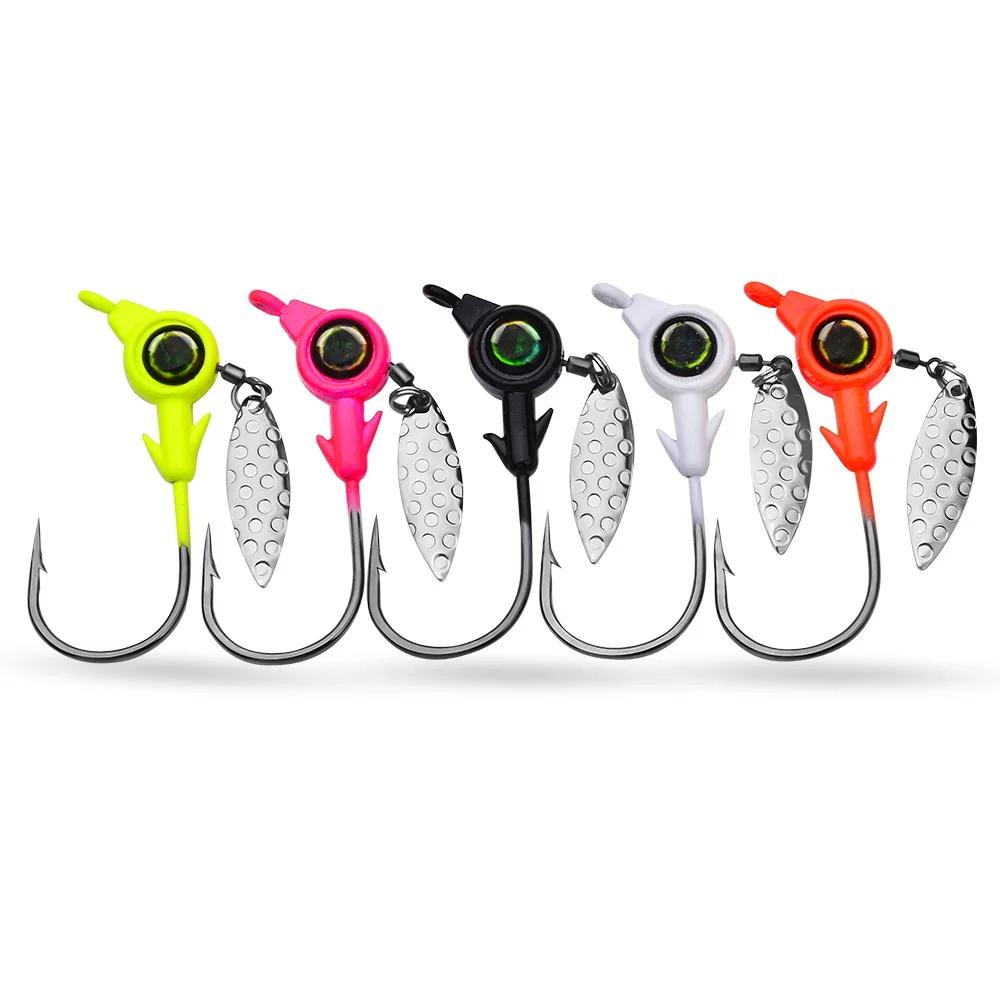 3 pièces tête de gabarit crochet 3.5g 5g 7g 10g crochet de pêche rotatif paillettes gabarit leurre c