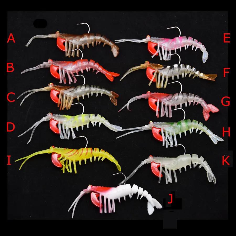 JYJ leurres de crevettes souples pêche en mer avec crevettes lumineuses appât souple perche 7g 12g18