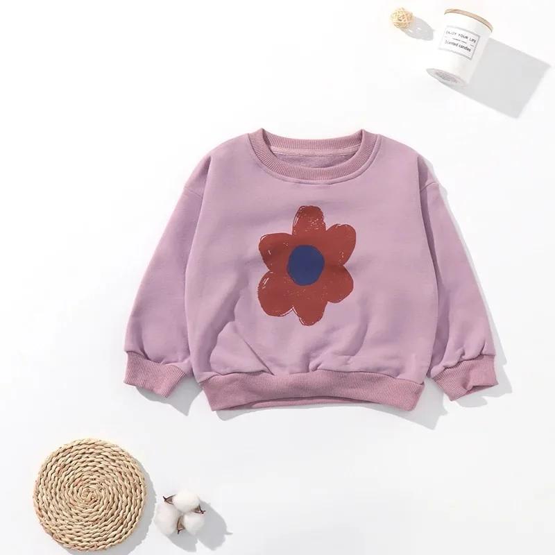 Sweat-shirt à manches longues et col rond pour enfants, coréen INS, hauts mignons pour filles et gar
