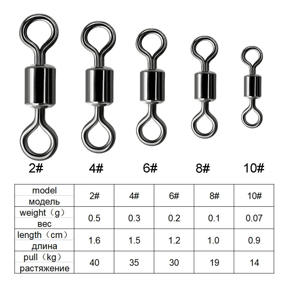 Connecteur de pêche pivotant, roulement à billes, pivotant, roulement de perles en acier inoxydable,