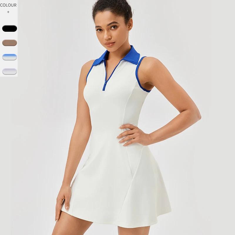 Robe tennis revers femme - Jupe course golf respirante séchage rapide vêtement yoga été