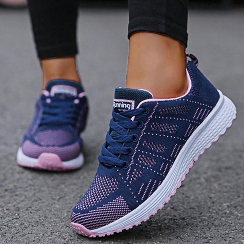 Baskets femme respirantes 2025 nouvelle mode plat en plein air - Chaussures maille tissu à lacets
