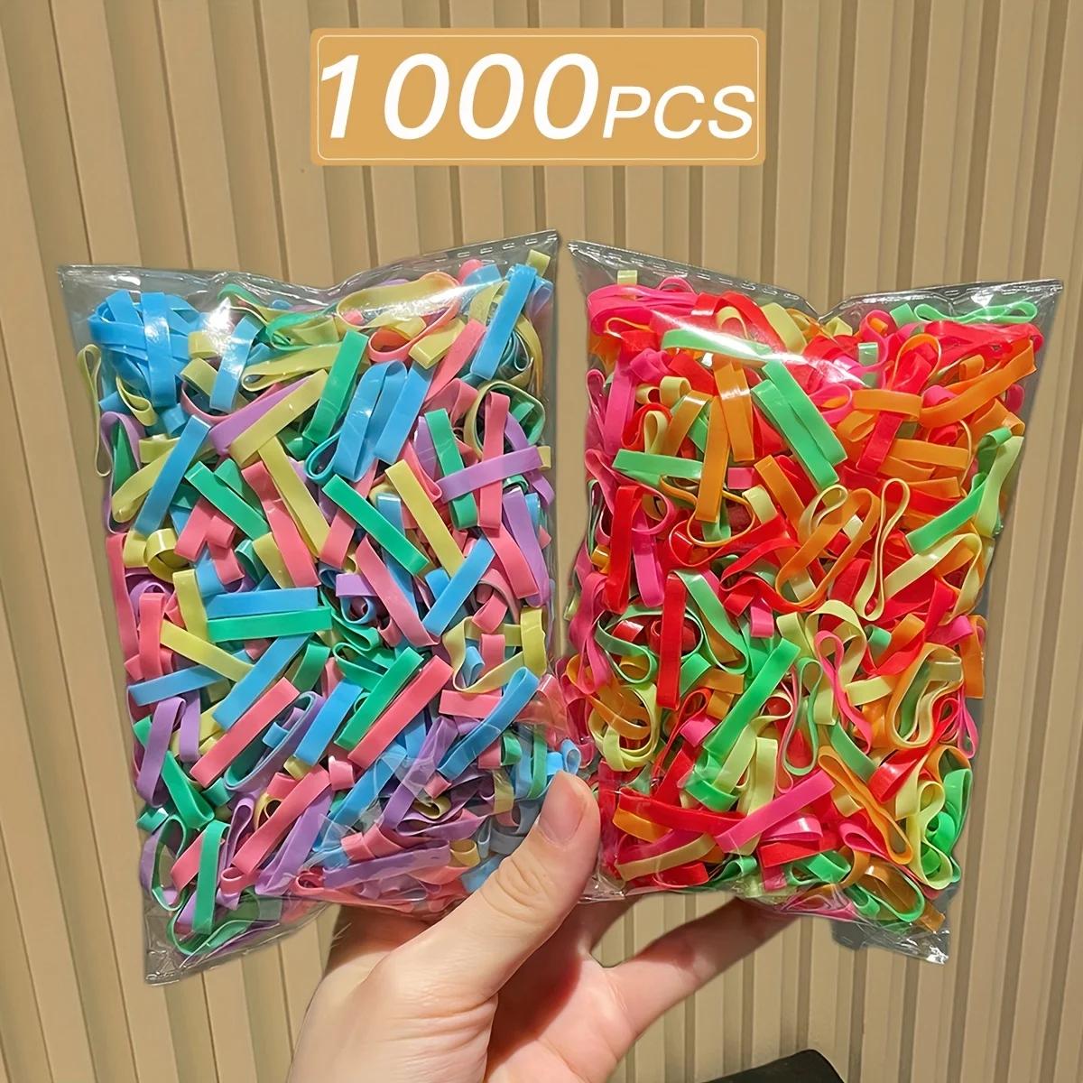 1000 pièces attaches de cheveux sans couture en vrac en gros-bande élastiques de cheveux de couleurs