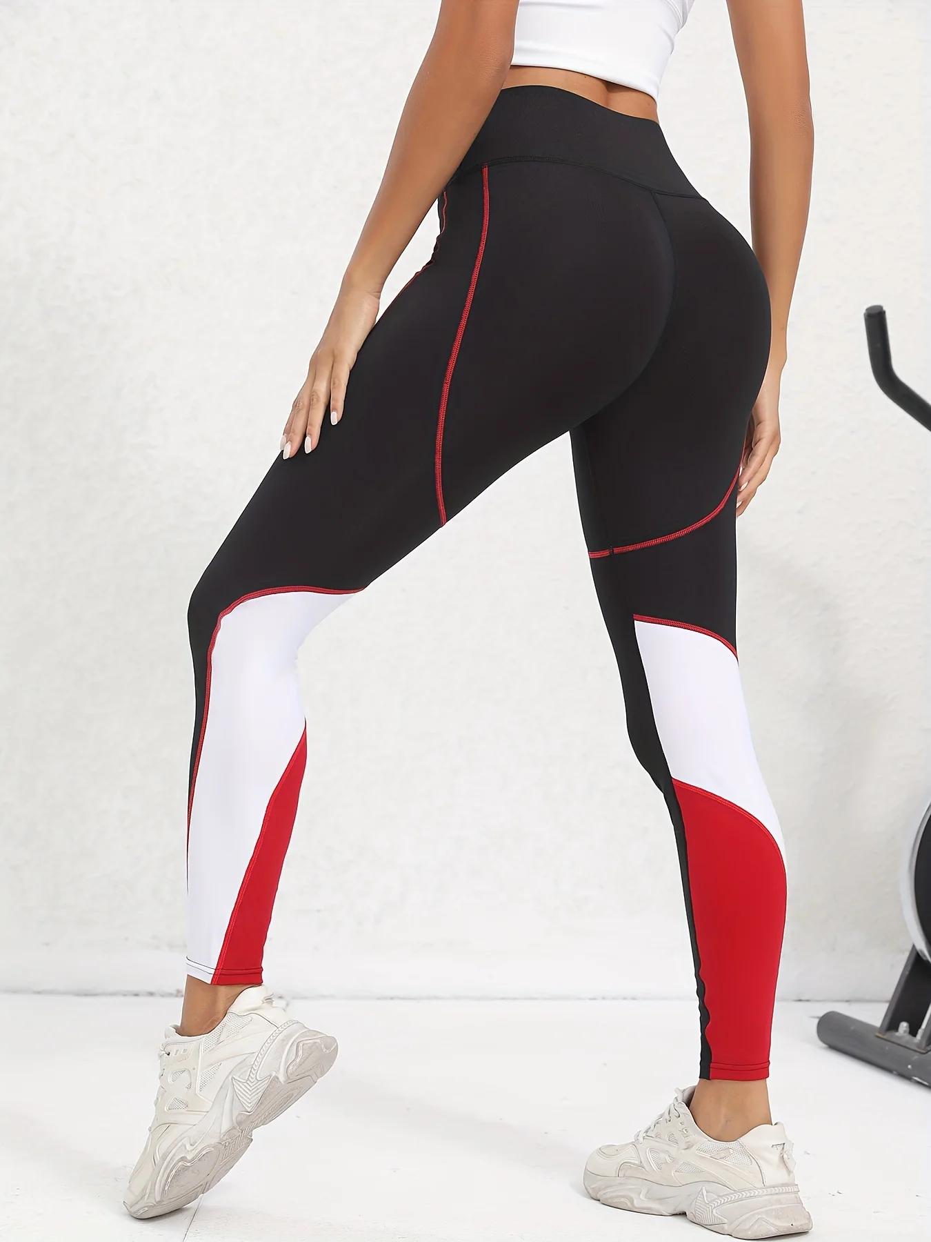 Pantalon de Yoga taille haute en maille colorée avec poches, Leggings d'entraînement pour femmes, co