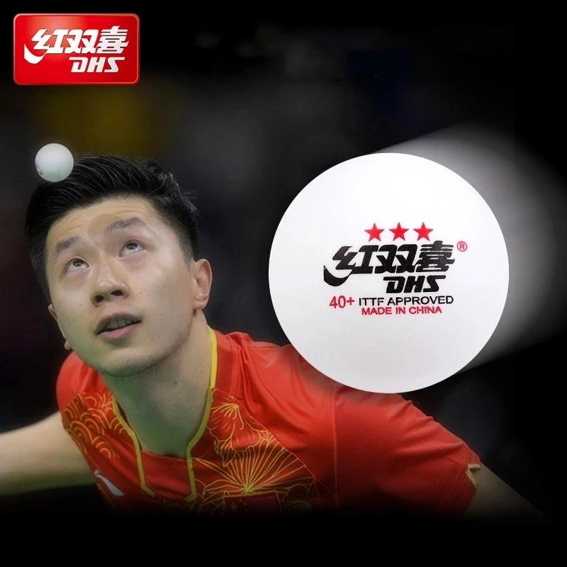 Balle de tennis de table DHS 3 étoiles D40 +, 50/100 balles, nouveau matériau cousu, plastique ABS,
