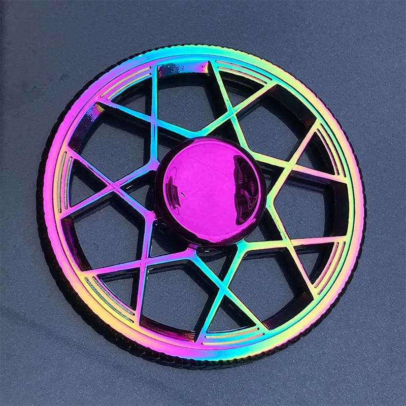 Jouets Fidget Spinner en métal arc-en-ciel, roulement en acier inoxydable, soulagement du Stress à g