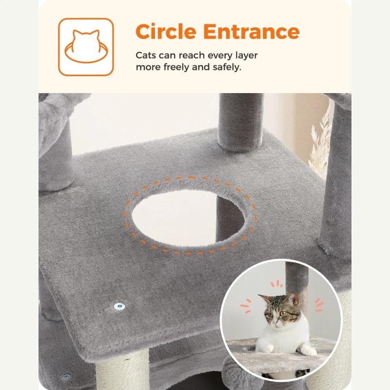 Arbre à chat avec perchoir supérieur, tour pour chat avec hamac en peluche, étagères pour chat, pomp