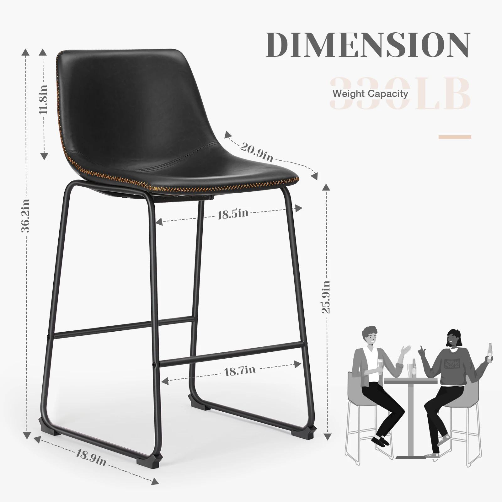 JIAN-Ensemble de 2 tabourets de bar en cuir Pu, pour salle à manger, cuisine haute, confortable, cou