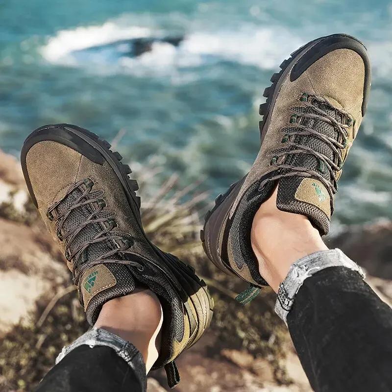 HIKEUP-Chaussures de Randonnée en Cuir pour Homme, Baskets de Trekking Touristique, d'Escalade, de J
