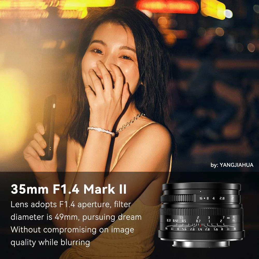 7artisans 35 mm F1.4 Mark II APS-C Objectif manuel à grande ouverture pour Sony E ZVE10 A6000 Fujifi