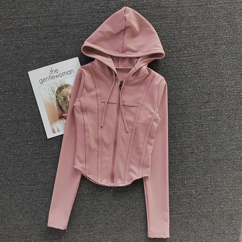 Manteau de fitness femme cardigan à capuche sportif pour yoga et running confortable